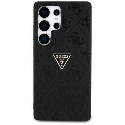 Tok Samsung Galaxy S25 Ultra S938-hoz, Guess, Grained Hot Stamp 4G Triangle, Fekete