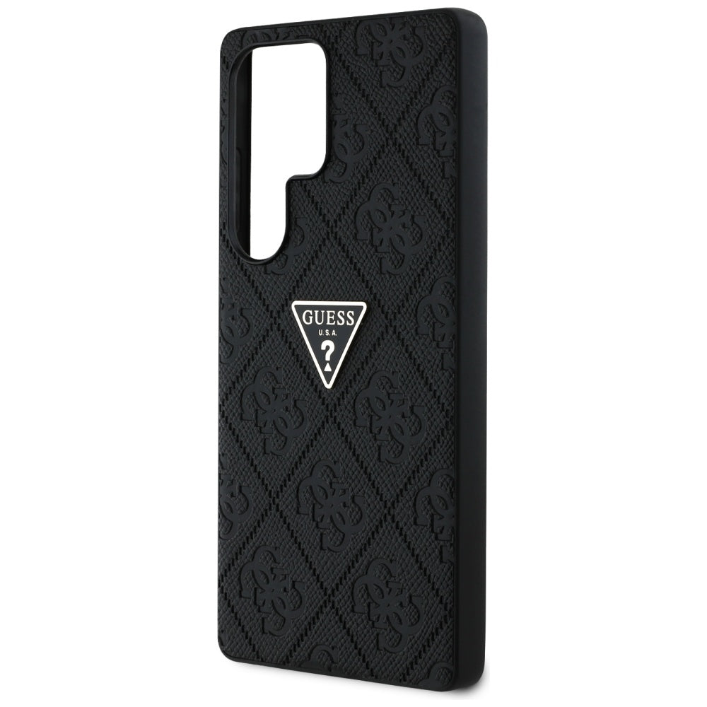 Tok Samsung Galaxy S25 Ultra S938-hoz, Guess, Grained Hot Stamp 4G Triangle, Fekete