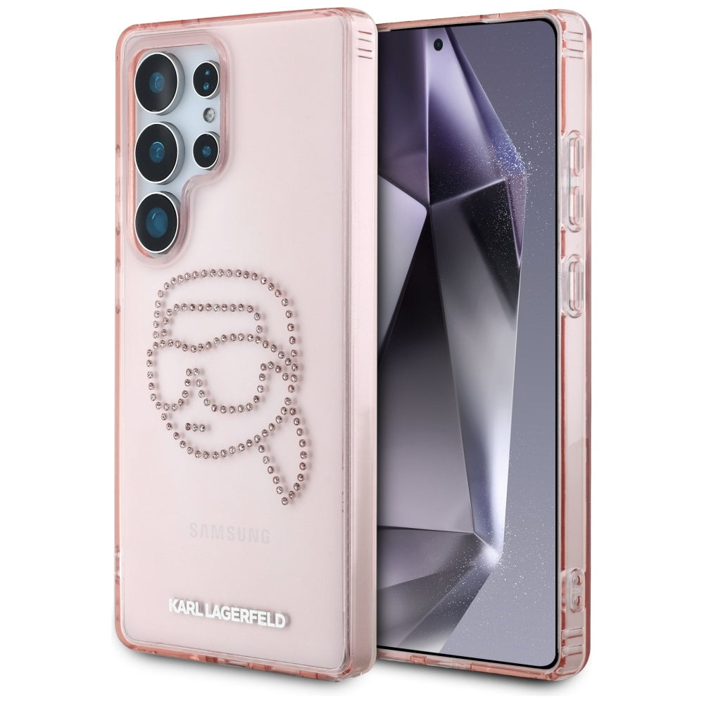 Tok Samsung Galaxy S25 Ultra S938-hoz, Karl Lagerfeld, IML Luxury Karl's Head, Rózsaszín
