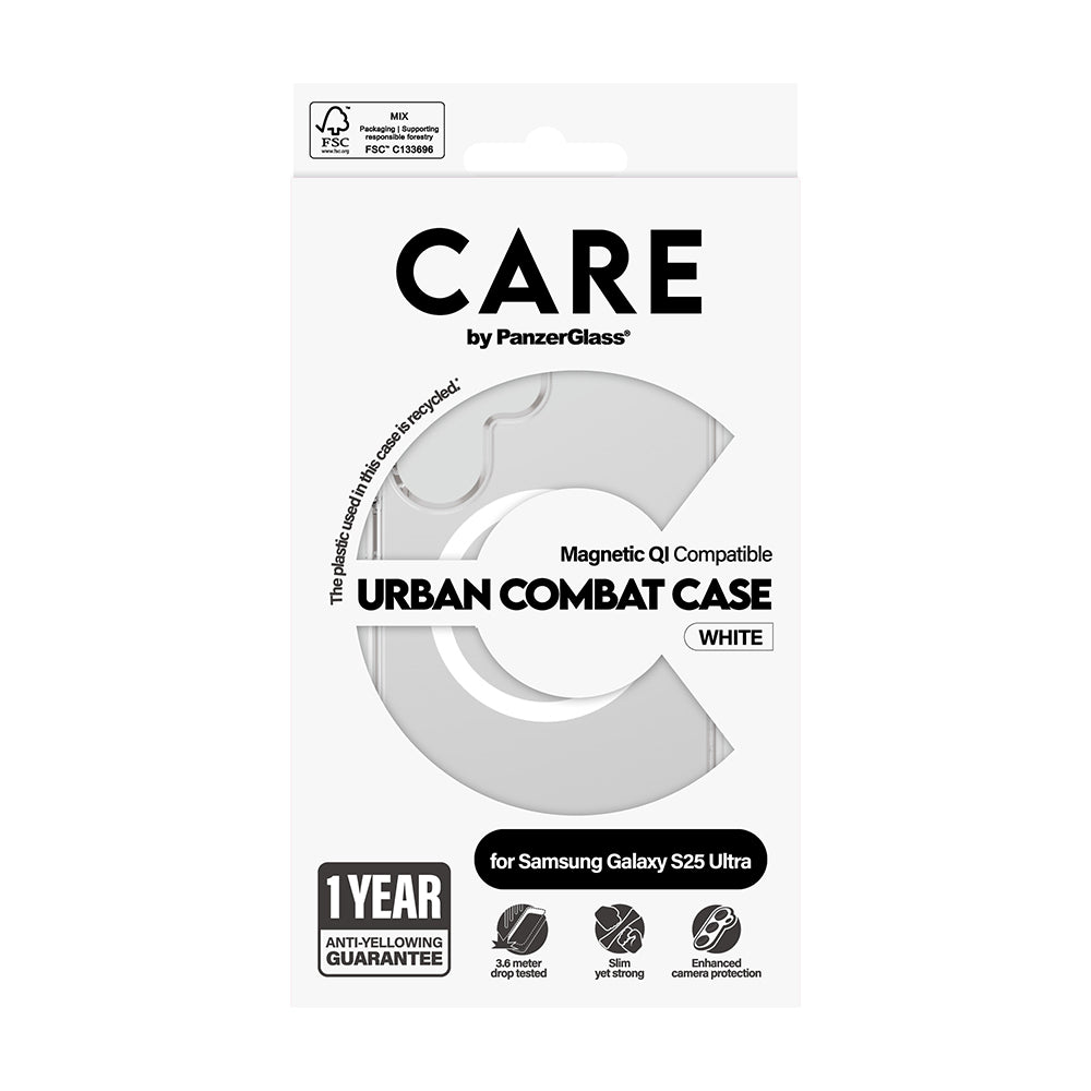Tok Samsung Galaxy S25 Ultra S938-hez, PanzerGlass, Care Urban Combat, Átlátszó Fehér