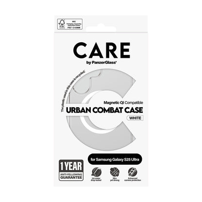 Tok Samsung Galaxy S25 Ultra S938-hez, PanzerGlass, Care Urban Combat, Átlátszó Fehér