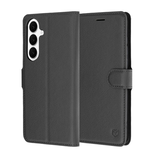 Tok Samsung Galaxy S26 FE / S25 FE készülékhez, Techsuit, bőr folio, fekete