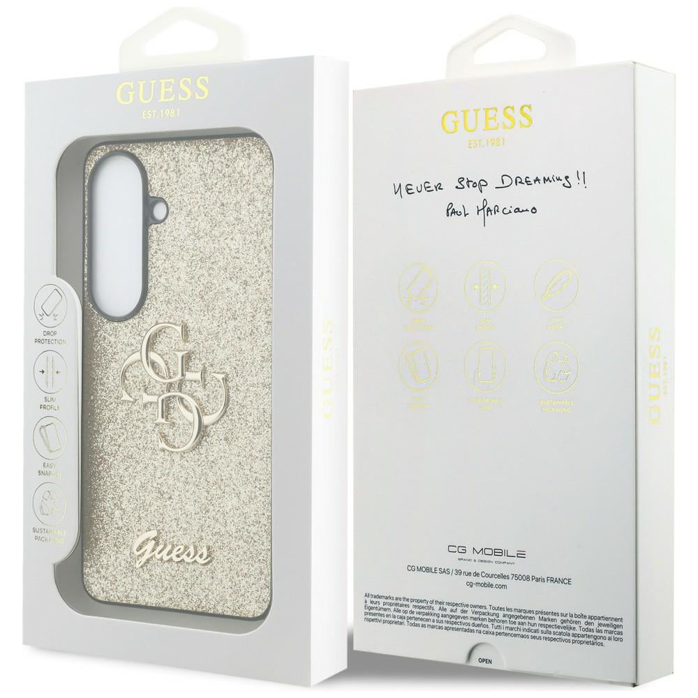 Tok Samsung Galaxy S26 S942-hez, Guess, Fixed Glitter Big 4G Metal Frame, Arany