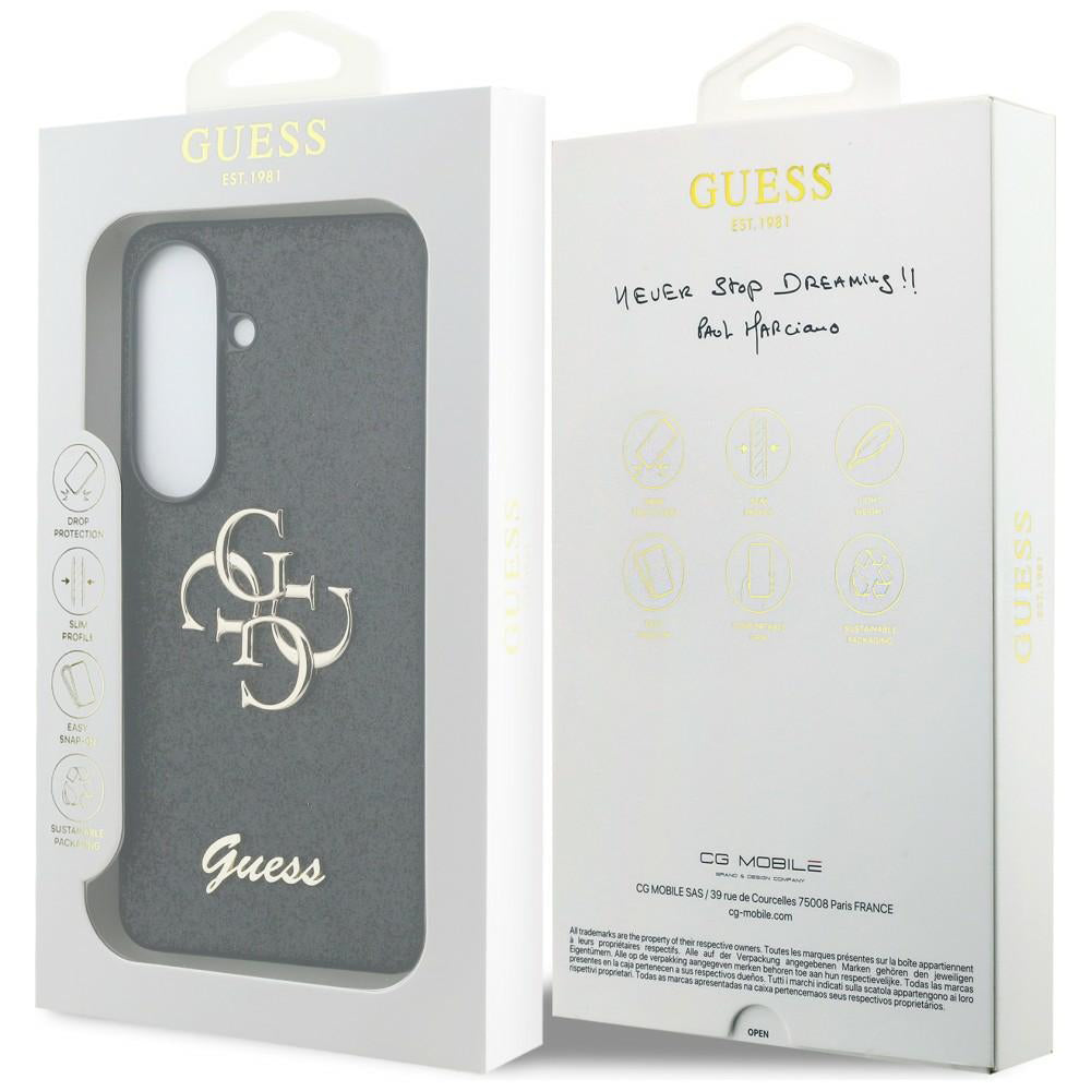 Tok Samsung Galaxy S26 S942-hez, Guess, Fixed Glitter Big 4G Metal Frame, Fekete