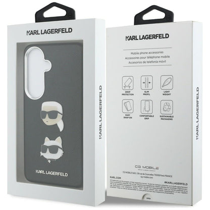 Tok Samsung Galaxy S26 S942-hez, Karl Lagerfeld, Saffiano Karl & Choupette's Head Pin, Fekete