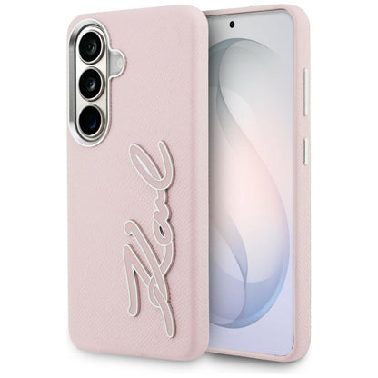 Tok Samsung Galaxy S26 S942-hez, Karl Lagerfeld, Signature Resin Logo, Rózsaszín