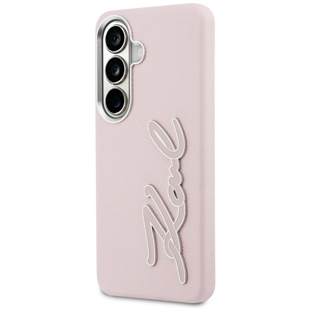 Tok Samsung Galaxy S26 S942-hez, Karl Lagerfeld, Signature Resin Logo, Rózsaszín