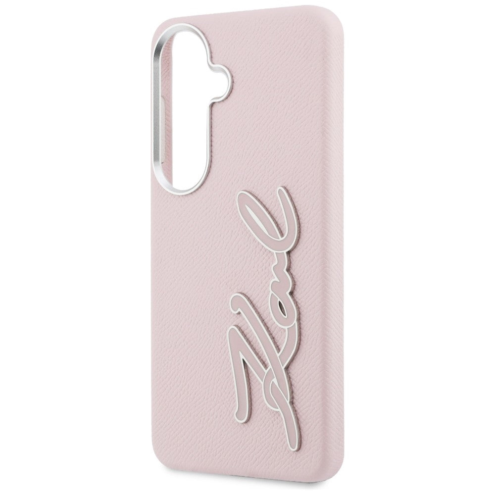 Tok Samsung Galaxy S26 S942-hez, Karl Lagerfeld, Signature Resin Logo, Rózsaszín