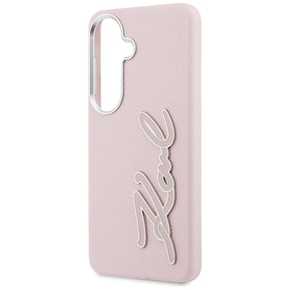 Tok Samsung Galaxy S26 S942-hez, Karl Lagerfeld, Signature Resin Logo, Rózsaszín