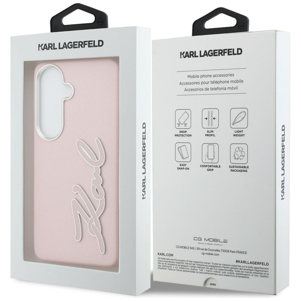 Tok Samsung Galaxy S26 S942-hez, Karl Lagerfeld, Signature Resin Logo, Rózsaszín