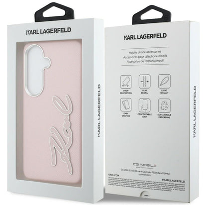 Tok Samsung Galaxy S26 S942-hez, Karl Lagerfeld, Signature Resin Logo, Rózsaszín
