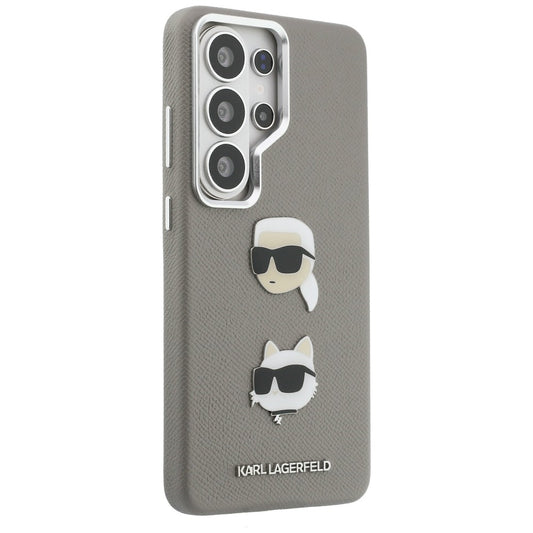 Case for Samsung Galaxy S26 Ultra S948, Karl Lagerfeld, Saffiano Karl & Choupette's Head Pin, Grey