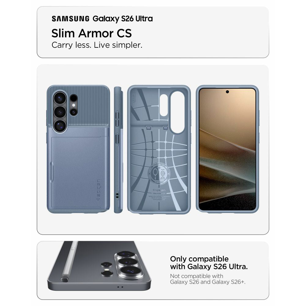 Tok Samsung Galaxy S26 Ultra S948-hoz, Spigen, Slim Armor CS, Kék ACS11225