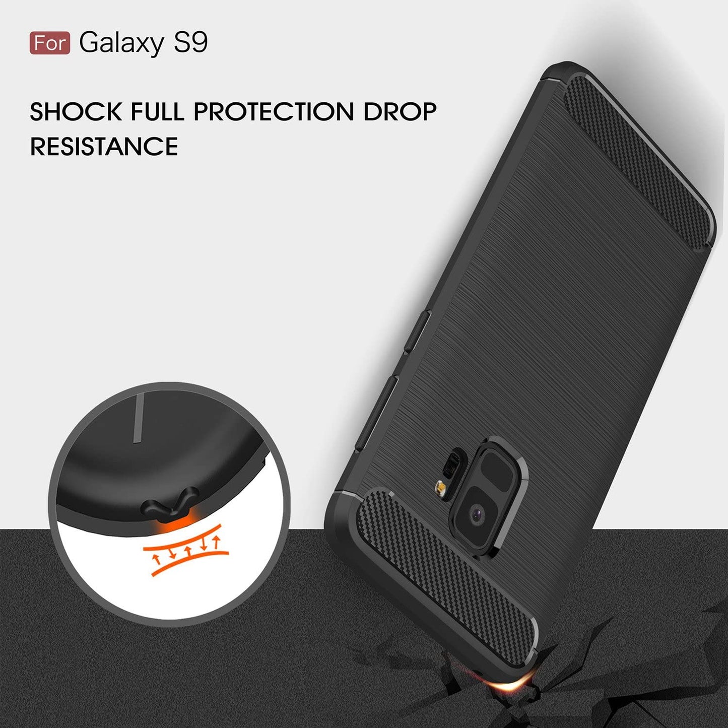 Tok Samsung Galaxy S9 G960-hoz, Techsuit, Karbon, Fekete