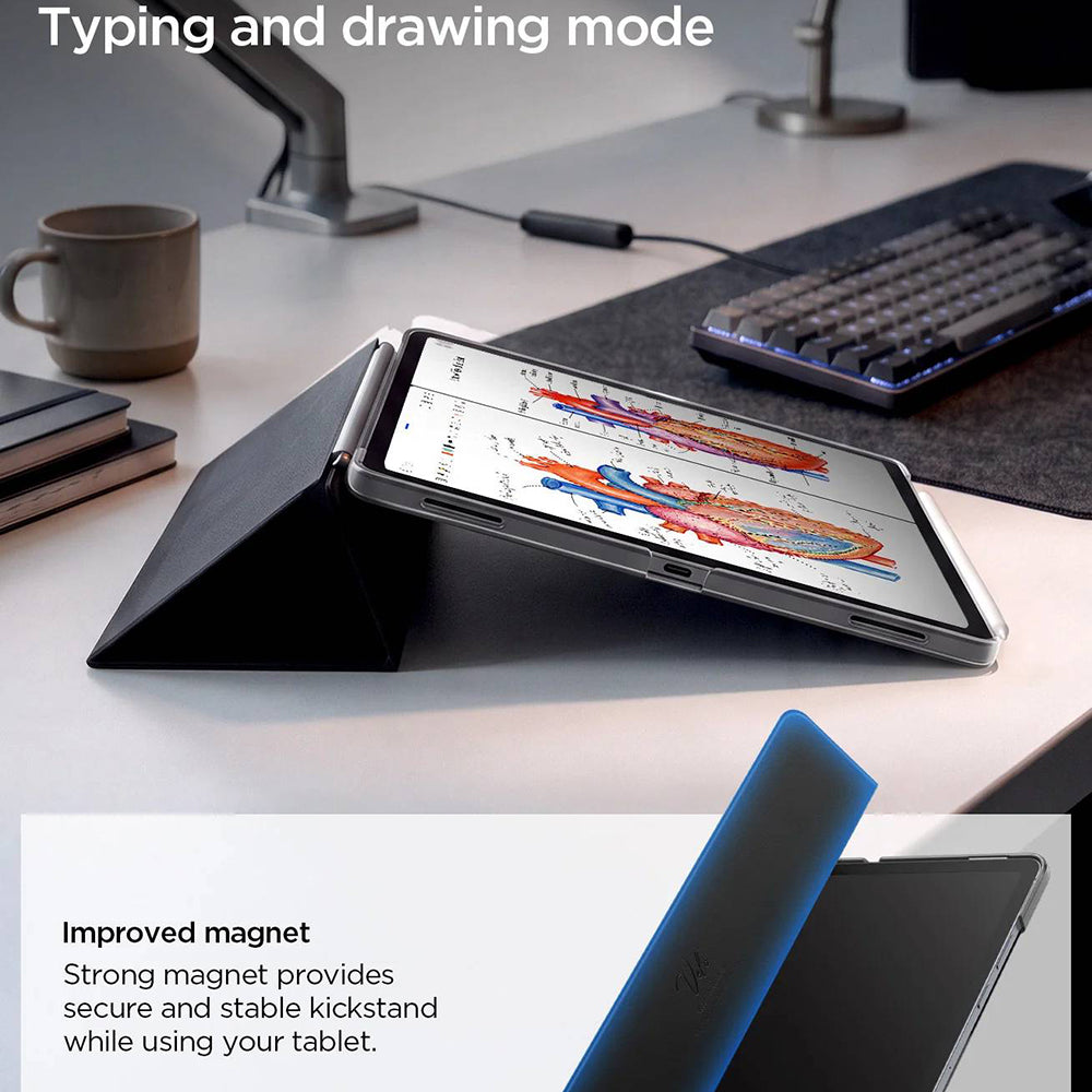 Tok Samsung Galaxy Tab S12 Plus készülékhez, Spigen Liquid Air Folio, fekete, ACS11828