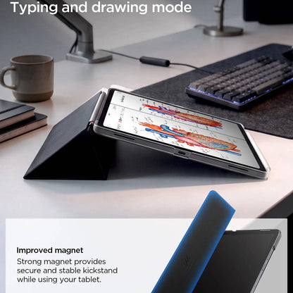 Tok Samsung Galaxy Tab S12 Plus készülékhez, Spigen Liquid Air Folio, fekete, ACS11828