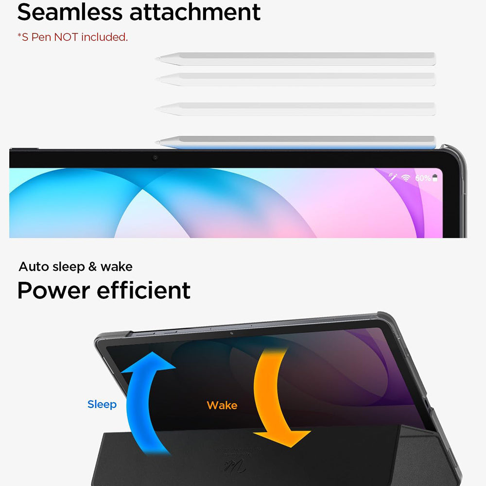 Tok Samsung Galaxy Tab S12 Plus készülékhez, Spigen Liquid Air Folio, fekete, ACS11828