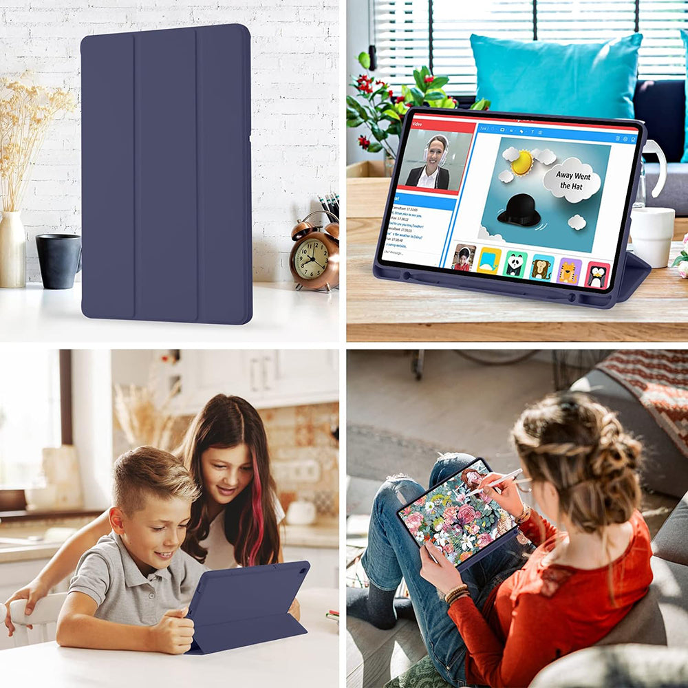 Tok Samsung Galaxy Tab S6 Lite (2024) / Tab S6 Lite (2022) / Tab S6 Lite (2020) készülékhez, Techsuit, Flex Trifold, Tengerészkék