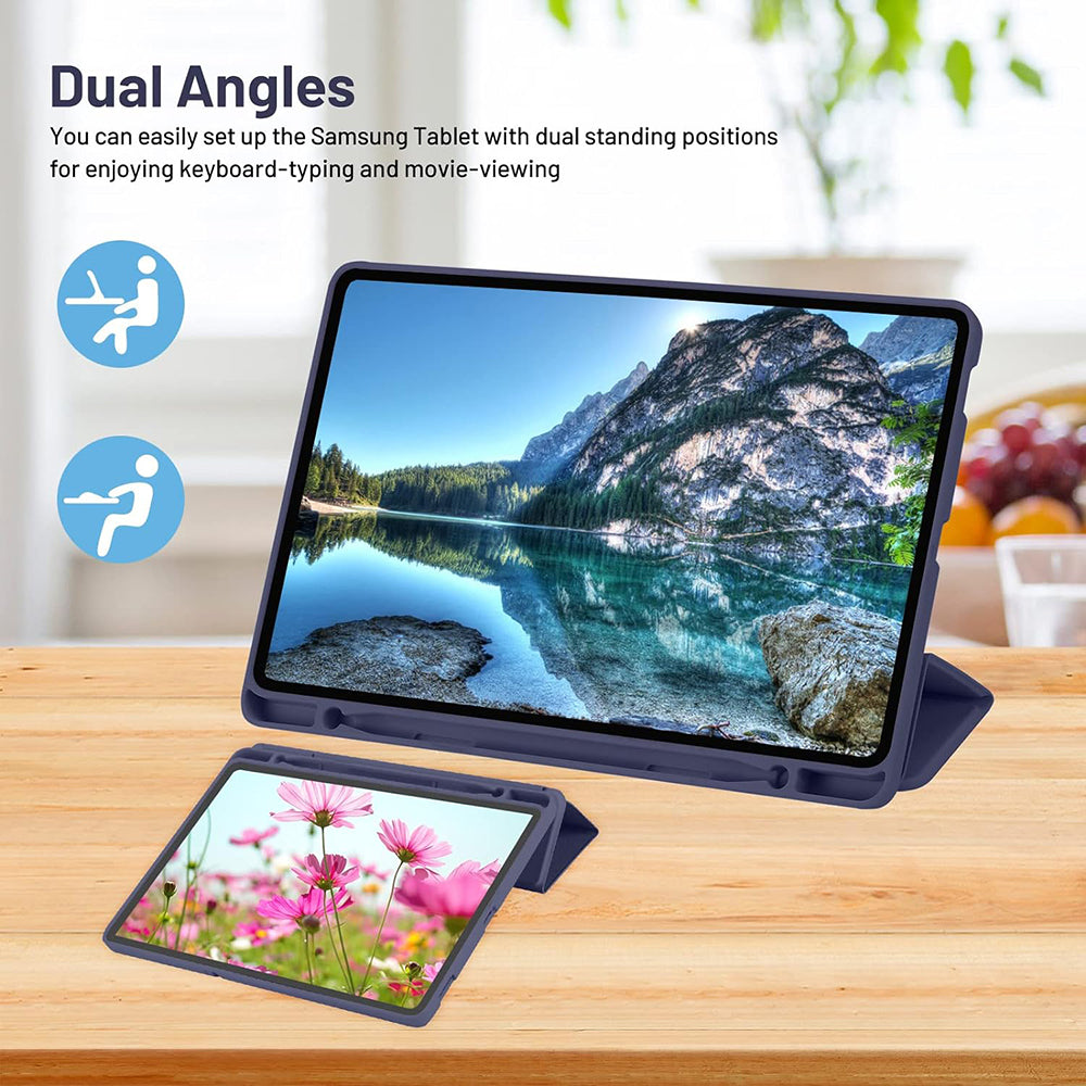Tok Samsung Galaxy Tab S6 Lite (2024) / Tab S6 Lite (2022) / Tab S6 Lite (2020) készülékhez, Techsuit, Flex Trifold, Tengerészkék