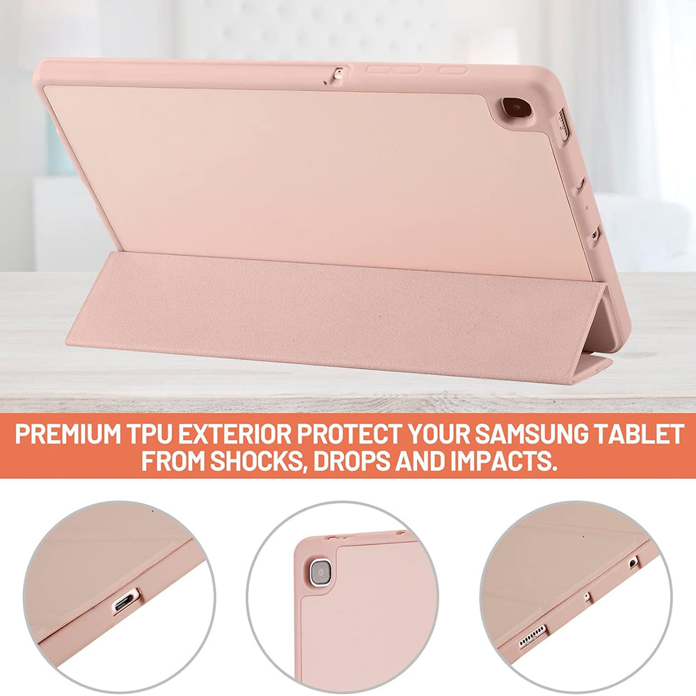 Tok Samsung Galaxy Tab S6 Lite (2024) / Tab S6 Lite (2022) / Tab S6 Lite (2020) készülékhez, Techsuit, Flex Trifold, Rózsaszín