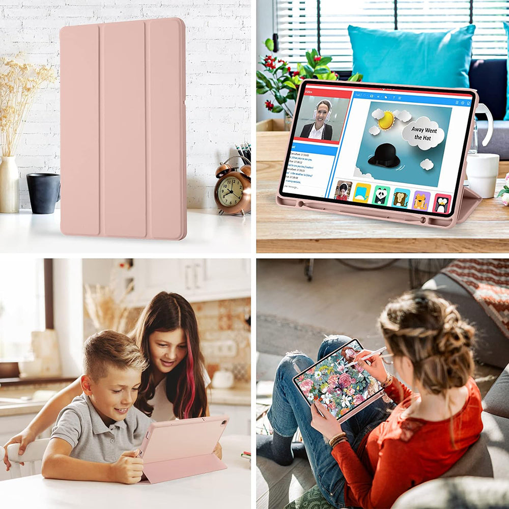 Tok Samsung Galaxy Tab S6 Lite (2024) / Tab S6 Lite (2022) / Tab S6 Lite (2020) készülékhez, Techsuit, Flex Trifold, Rózsaszín