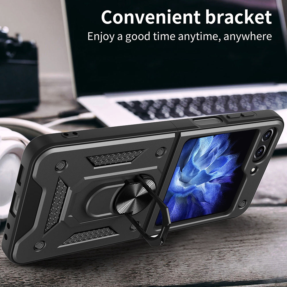Tok Samsung Galaxy Z Flip5 F731-hez, Techsuit, CamShield, Fekete