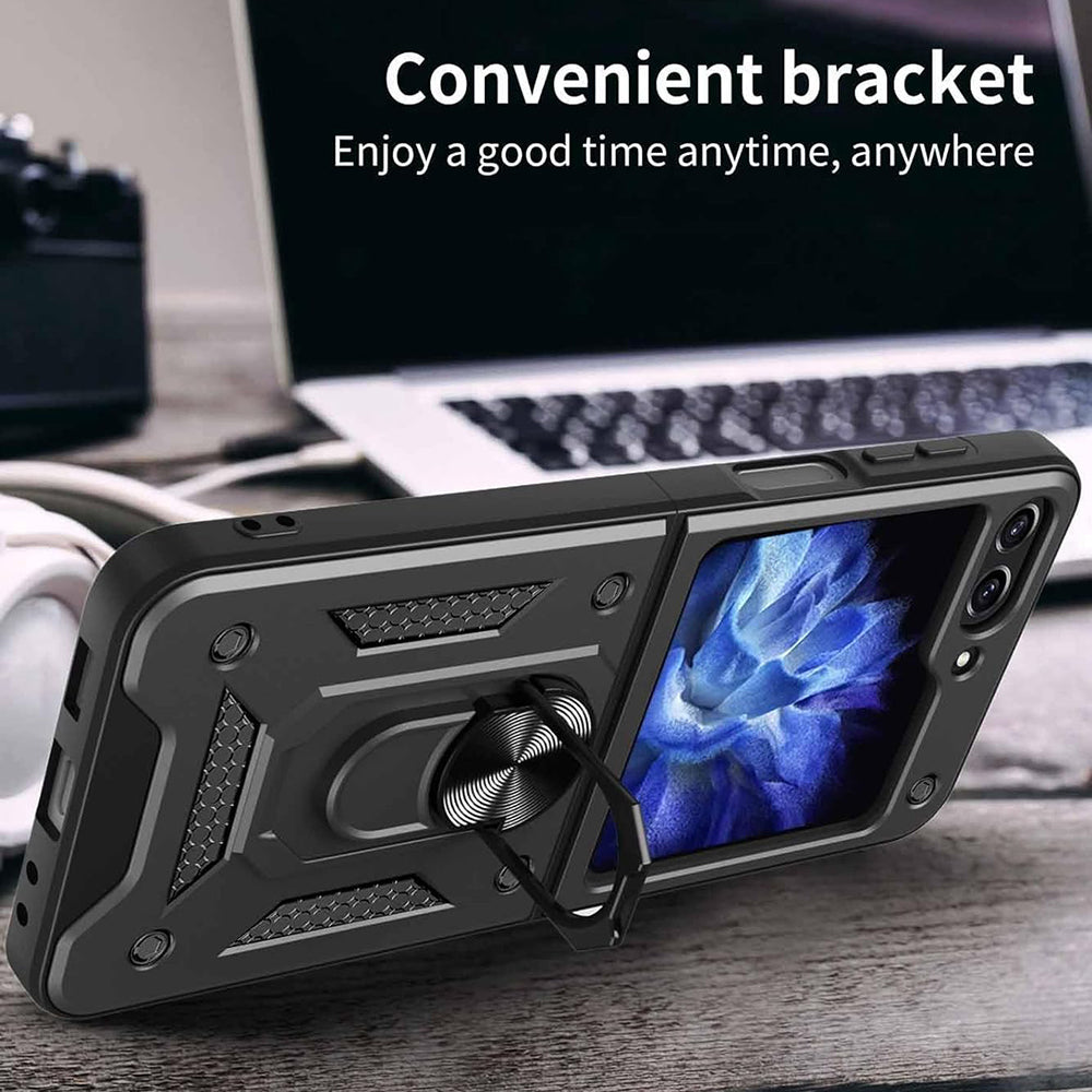 Tok Samsung Galaxy Z Flip7 FE F761 / Z Flip6 F741, Techsuit, CamShield, Fekete