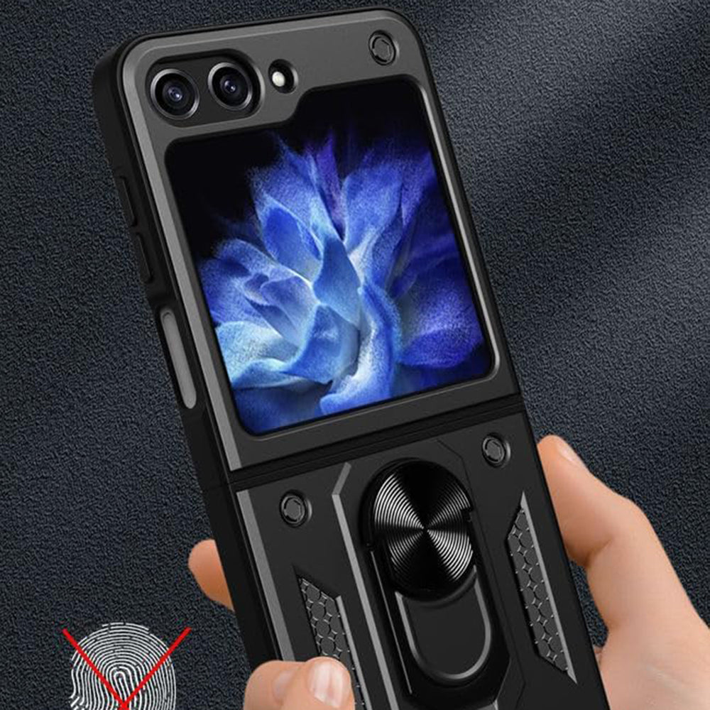 Tok Samsung Galaxy Z Flip7 FE F761 / Z Flip6 F741, Techsuit, CamShield, Fekete