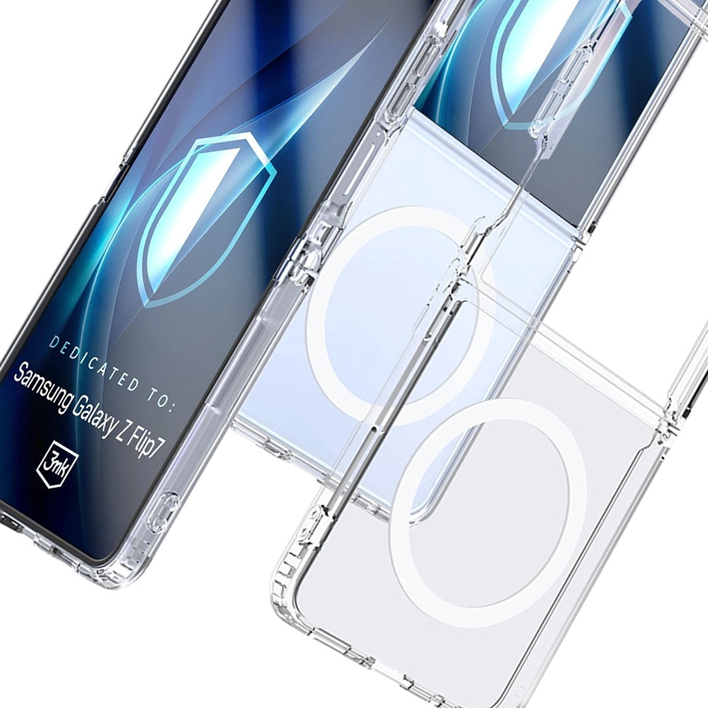 MagSafe tok Samsung Galaxy Z Flip7 F766-hez, 3MK, Armor MagCase, Átlátszó