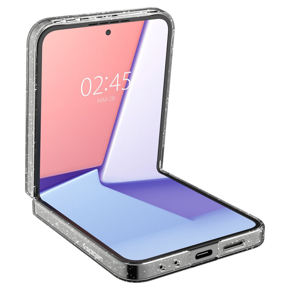 Tok Samsung Galaxy Z Flip7 FE F761 / Z Flip6 F741 készülékhez, Spigen, Air Skin Gliiter, Átlátszó