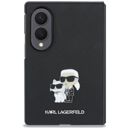 Tok Samsung Galaxy Z Fold8 F971-hez, Karl Lagerfeld, Saffiano Karl & Choupette fém kitűző, fekete