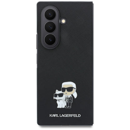 Tok Samsung Galaxy Z Fold8 Ultra F976-hez, Karl Lagerfeld, Saffiano Karl & Choupette fém kitűző, fekete