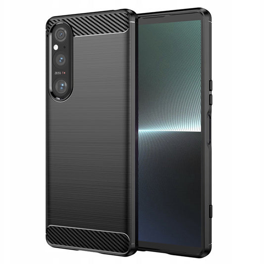 Tok Sony Xperia 1 V-hez, Techsuit, Karbon, Fekete