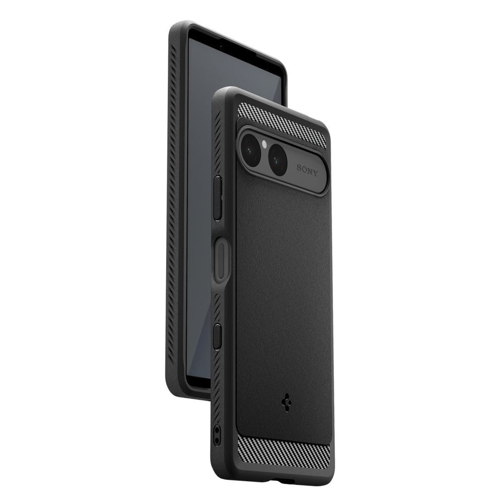 Tok a Sony Xperia 10 VII-hez, Spigen, Rugged Armor, Fekete