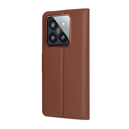 Tok Xiaomi 14 Pro-hoz, Techsuit, bőr folio, barna