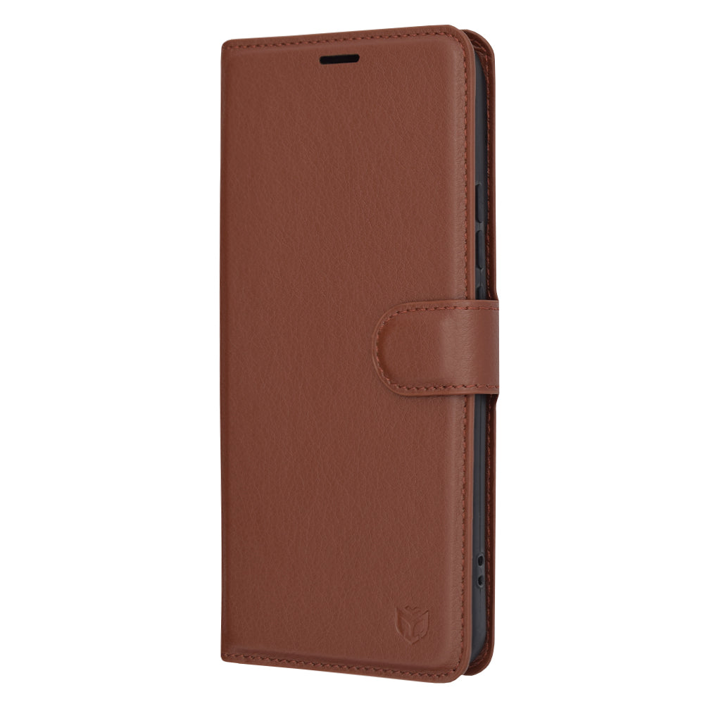 Tok Xiaomi 14 Pro-hoz, Techsuit, bőr folio, barna