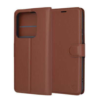 Tok Xiaomi 14 Pro-hoz, Techsuit, bőr folio, barna