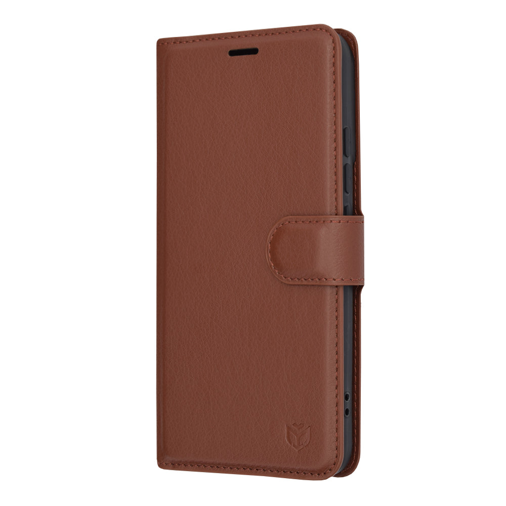 Tok Xiaomi 14-hez, Techsuit, bőr folio, barna