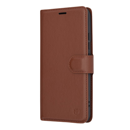 Tok Xiaomi 14-hez, Techsuit, bőr folio, barna