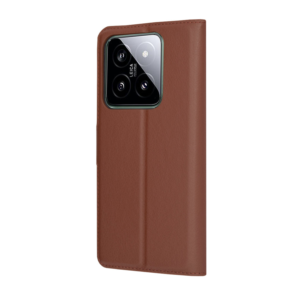 Tok Xiaomi 14-hez, Techsuit, bőr folio, barna