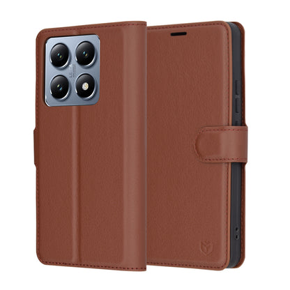 Tok Xiaomi 14T Pro-hoz, Techsuit, bőr folio, barna