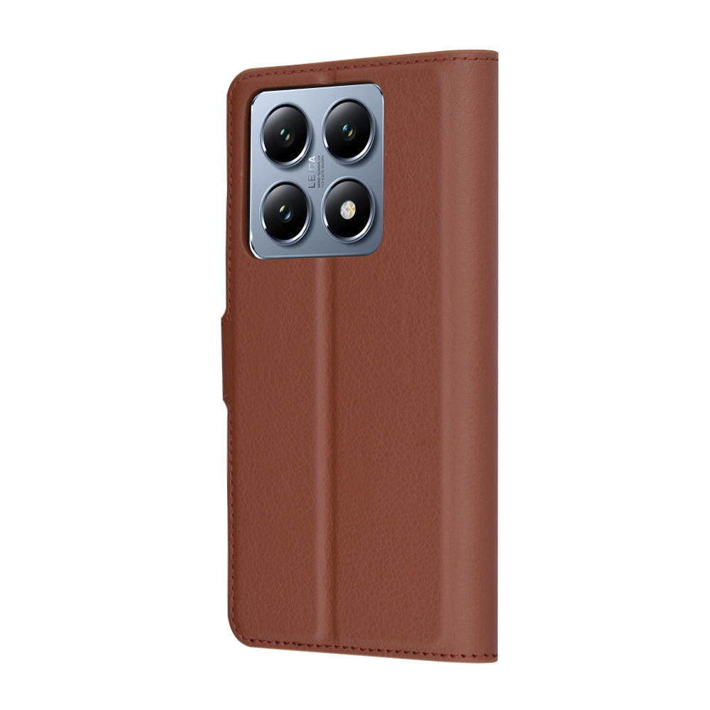 Tok Xiaomi 14T Pro-hoz, Techsuit, bőr folio, barna