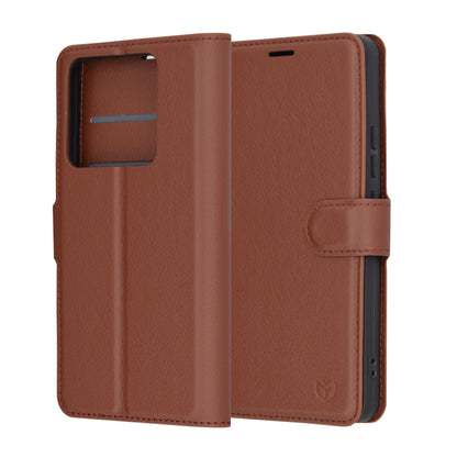 Tok Xiaomi 14T Pro-hoz, Techsuit, bőr folio, barna