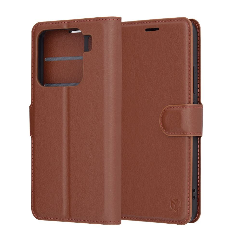 Tok Xiaomi 15-höz, Techsuit, bőr folio, barna