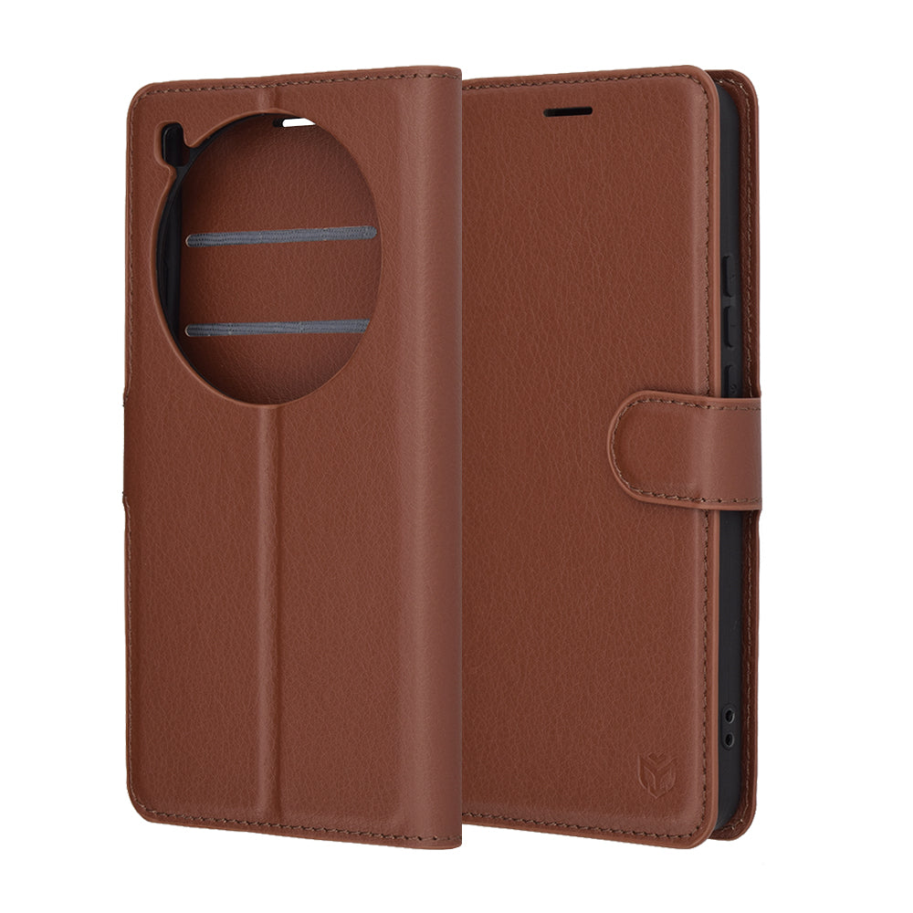 Tok Xiaomi 15 Ultra-hoz, Techsuit, bőr folio, barna