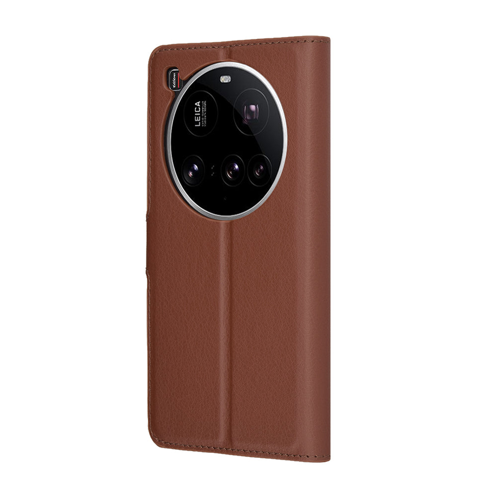 Tok Xiaomi 15 Ultra-hoz, Techsuit, bőr folio, barna