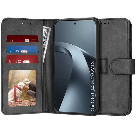 Tok Xiaomi 17T Pro-hoz, Techsuit, Diary Book, Fekete