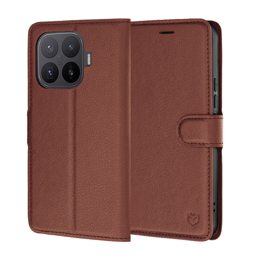 Tok Xiaomi 17T Pro-hoz, Techsuit, bőr folio, barna