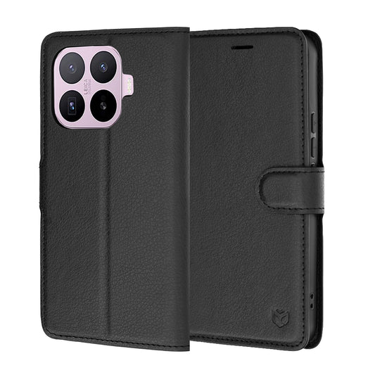 Tok Xiaomi 17T-hez, Techsuit, bőr folio, fekete