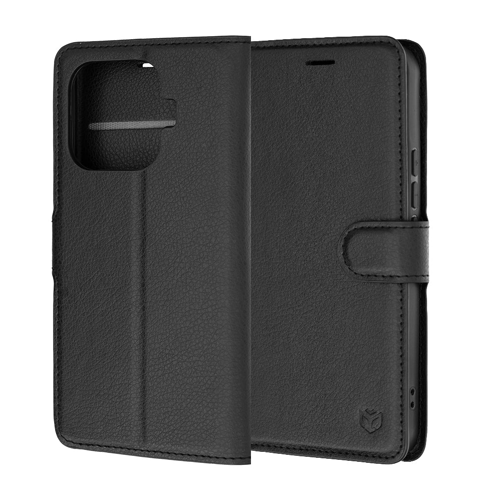 Tok Xiaomi 17T-hez, Techsuit, bőr folio, fekete